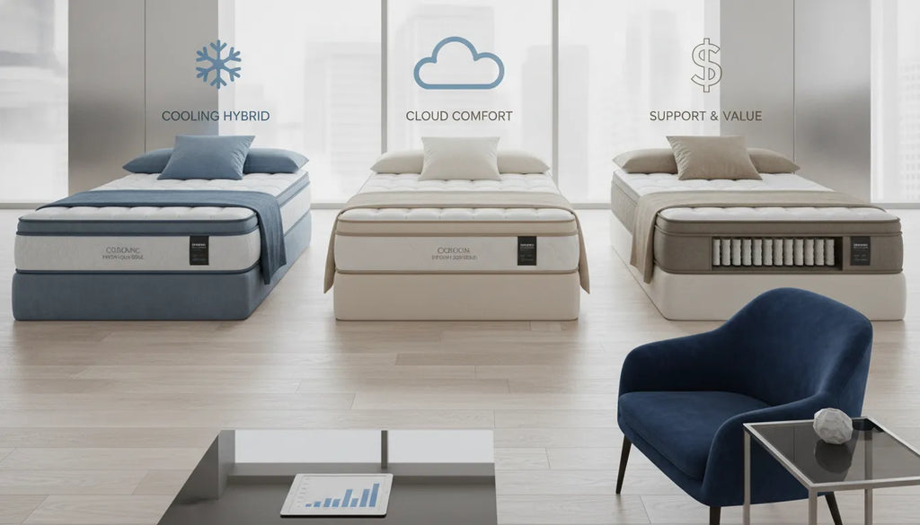 Three of the best hybrid mattresses compared for comfort, cooling, and value.