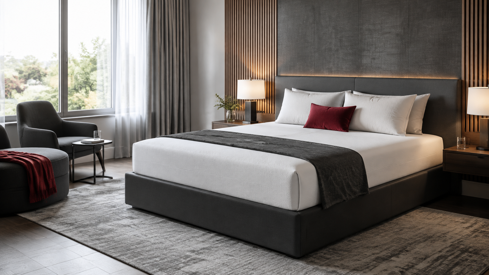 A premium PerformaSleep bedroom representing rewards for better sleep